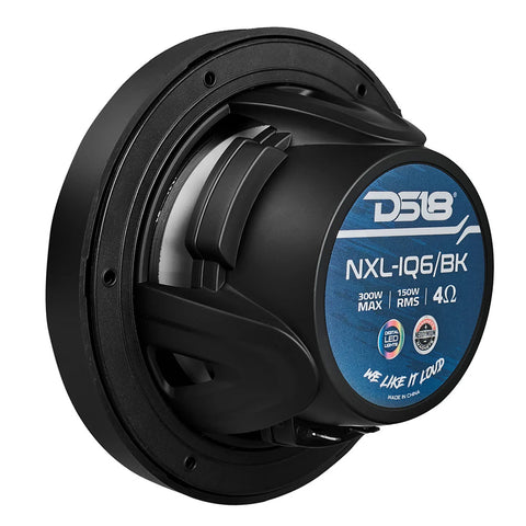 DS18 6.5" 2-Way Coaxial Marine Speakers w/Digital LED Lights  Bullet Tweeter - Black - 150W, 4-Ohm [NXL-IQ6/BK]