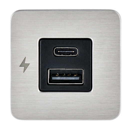 Scanstrut TILE USB-A/USB-C Interior Charging Socket - 12/24V - Stainless Steel Bezel [SC-TILE-11]