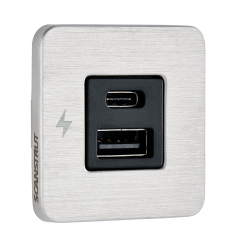 Scanstrut TILE USB-A/USB-C Interior Charging Socket - 12/24V - Stainless Steel Bezel [SC-TILE-11]