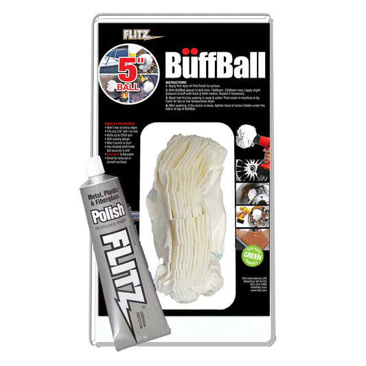 Flitz Buff Ball - Large 5" - White w/1.76oz Tube Flitz Polish [PB 101-50]