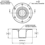 TACO Table Support - Flush Mount - Fits 2-3/8" Pedestals [Z10-4085BLY60MM]