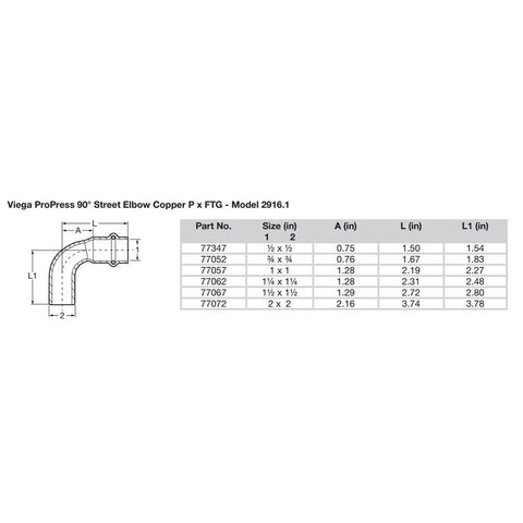 Viega ProPress 1" - 90 Copper Elbow - Street/Press Connection - Smart Connect Technology [77057]