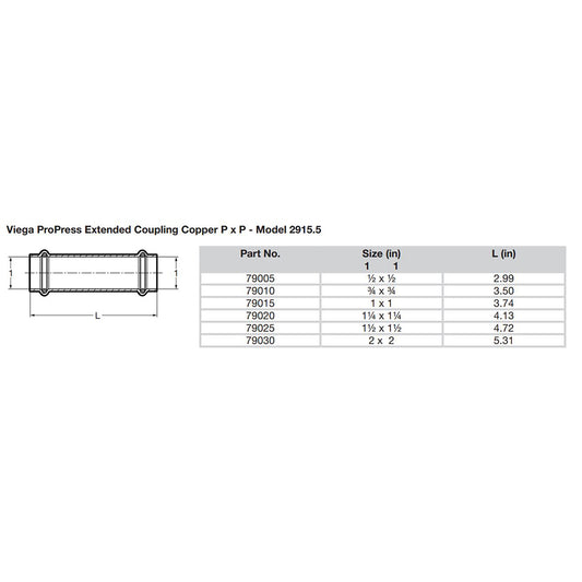 Viega ProPress 3/4" Extended Coupling w/o Stop - Double Press Connection - Smart Connect Technology [79010]