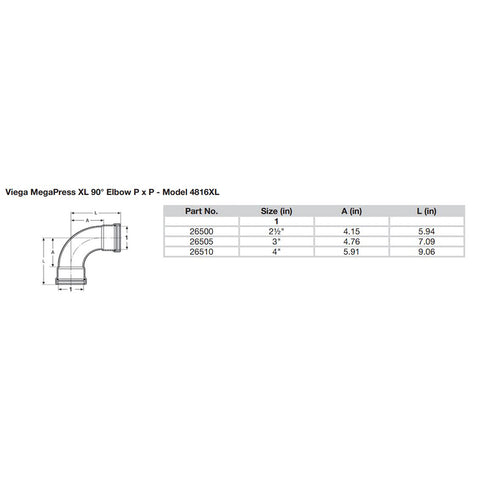 Viega MegaPress 4" 90 Carbon Steel Elbow w/FKM - Double Press Connection - Smart Connect Technology [26510]