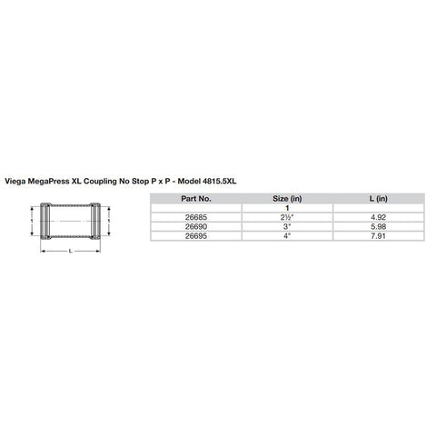 Viega MegaPress 3" Carbon Steel Coupling w/o Stop w/FMK - Double Press Connection - Smart Connect Technology [26690]