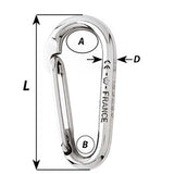 Wichard Symmetric Carbine Hook Without Eye - Length 60mm - 1/4" [02333]