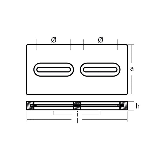 Tecnoseal Rectangular Zinc Plate Anode w/Inserts - 12" x 6" x 1" [TEC-DIVERSD]